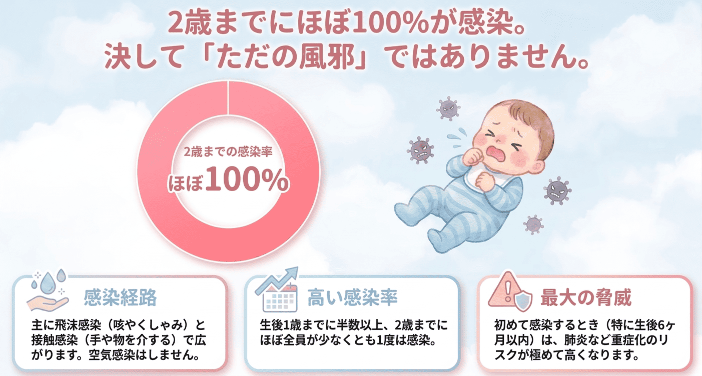 RSウイルスが乳幼児に与える影響のイラスト